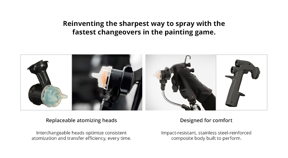 Reinventing the sharpest way to spray with the fastest changeovers in the painting game.